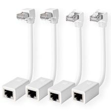 4PCS Cat6 Ethernet Extension Cable 90 Degree RJ45 Male To Female LAN Adapter 3FT picture