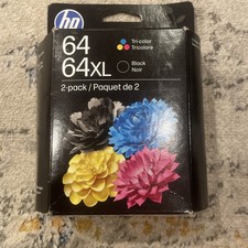 NEW HP 64 TRI-COLOR & 64 XL BLACK INK CARTRIDGES GENUINE EXP. DEC 2027 picture