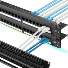 Rapink 48 Port Cat6 Patch Panel with Inline Keystone 10G Support, Pass-Thru C... picture