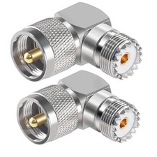 2PCS UHF PL259 Right Angle 90 Degree Coax Adapter, SO239 Male PL259 to Female Ri picture