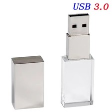 USB 3.0 Flash Drive Metal Crystal Box Memory Stick 8GB to 64GB Custom Logo Gift picture