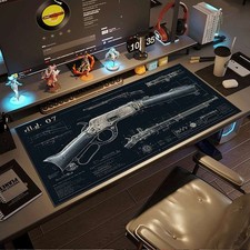 1pc Gun Blueprint Design Mouse Pad | Durable Large Non-Slip Rubber Washable De picture