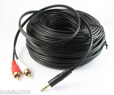 100Ft 30M Aux 3.5mm Gold Male Plug to 2 RCA Gold Male Stereo Audio Y Cable Cord picture