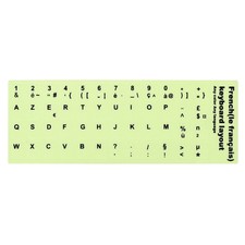 French Keyboard Stickers Glow in the Dark, Keyboard Cover, Black picture