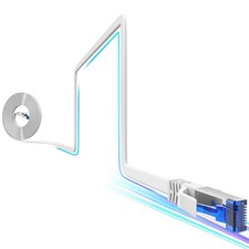 Cat8 Flat Ethernet Cable 50 FT Indoor & Outdoor, Invisable Ultra-Thin Etherne... picture