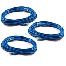 3X 50FT 15M CAT5 CAT5E RJ-45 ETHERNET LAN NETWORK PATCH CABLE BLUE CORD PC MAC picture