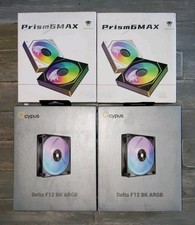 4x Total PC Case Fan Lot- 2x Prism6Max WH Forward + 2x Ocypus Delta F12 BK ARGB picture