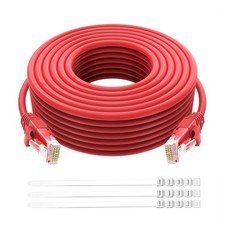 Cat 6 Ethernet Cable 250 Ft Red Outdoor Indoor Snagless RJ45 Network Cord POE picture