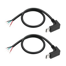 4Pcs 0.20m/0.66Ft 90 Degree USB C Pigtail Cable, 5V 2.4A Type C to 2 Pin, Black picture