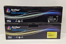 Lot of 2 Arthur Imaging Toner Cartridges  TN221 BK  / TN225 Y - New Sealed picture
