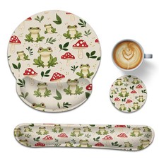 Ergonomic Memory Foam Wrist Rest Set for Keyboard and Mouse,Cute Frog Mushroo... picture