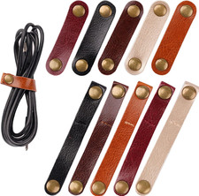 20 Pack Leather Cable Straps Cord Organizers Leather Cable Ties Cord Snap on Cab picture