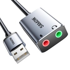 SAMZHE USB to Audio Jack Sound Card Adapter with Dual TRS 3-Pole 3.5mm Headph... picture