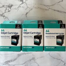 Wexford Black Ink 64 HP Tango Envy Photo Inkjet Cartridge Lot of 3 NEW picture