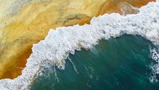 Landscape water beach waves nature aerial view sea foam Custom Gaming Mat Desk picture