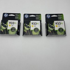 Lots of 3 Genuine HP 933XL Yellow Ink Cartridges, Exp 2019 picture