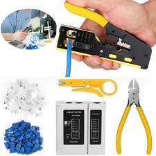 RJ45 Crimp Ethernet Pass through Crimper Crimp Tool Kit Network Cat5 Cat6 Cat7 picture