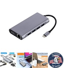 USB C HUB 11-in-1 Docking Stations 4K HDMI Adapter USB 3.0 RJ45 Card - black picture
