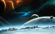 Landscape space art planet mountains nebula Custom Gaming Mat Desk picture