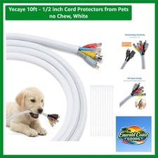 10ft Split Cable Management Sleeve - White, Easy Install & Protects Against Pets picture