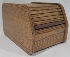Vintage 1992 Oak Faux Grain Roll Top Media Storage Box 3.5 Floppy Disk Organizer picture