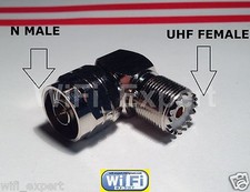 1x Adapter 90° UHF Female jack SO239 to N Plug Male RF connector right angle USA picture