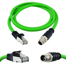 M12 X-Coded 8-Pin to RJ45 Cat6A Shielded Ethernet Cable 1M for Automation picture