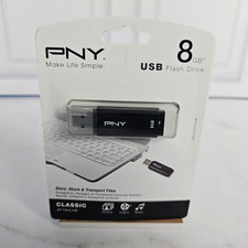 PNY 8GB USB Flash Drive Classic Attache Black New Sealed Portable Storage Device picture