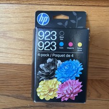 New Genuine HP 923 Black Tri-Color Ink Cartridge Cyan Magenta Yellow 4-Pack OEM picture