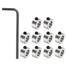10Pack Shaft Lock Collar 8.05mm Bore 14mm OD 7mm H Collar Set, Metallic Silver picture