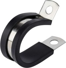P-Style Rubber Cushioned Stainless Steel Cable Clamps - 12 Pack for Various Uses picture