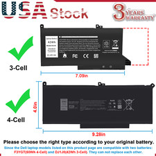 F3YGT/DJ1J0 Battery for Dell Latitude 12 7280 7290 13 7380 7390 14 7490 DM3WC picture