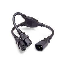 1.17ft UPS Server Y Splitter C14 to 2x C13 Power Extension Adapter 16AWG Black picture