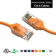 8Ft CAT6 28AWG Slim Ethernet Network Cable Orange picture