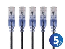 Monoprice Cat6A Ethernet Network Patch Cable - 20 Feet - Black | 5-Pack, 10G picture
