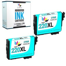 2X CMYi Replacement 220XL Cyan Ink Cartridges Fits Epson Workforce WF-2630 2750 picture