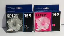 Lot Of 2 EPSON 159 Ink Matte Black & Magenta Ink Genuine New Sealed Exp 2020 picture