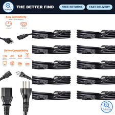 3 Prong Power Cord for Monitor, Computer, TV - 6ft, 18 AWG, UL Listed, 10-Pack picture