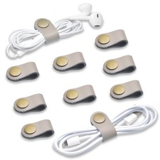 Leather Cord Organizer for Earbuds, Travel Cable Ties & Cord Keeper - Neat & Tid picture