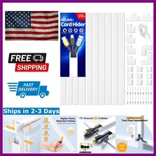 Safe & Elegant 157in Cord Hider for Wire Management, UL94 V-0 Rated, White picture
