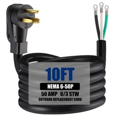 10FT 6 AWG NEMA 6-50P Heavy Duty 3 Prong Replacement Power Cord - Durable & Reli picture