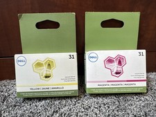 Dell Series 31 Ink Cartridges 2x YELLOW MAGENTA CYAN NEW SEALED Lot of 4 picture