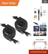 6ft Retractable Cat6 Ethernet Cable – High-Speed, Flat & Portable (2 Pack) picture