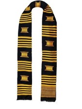 Black and Gold Handwoven Kente Sash - Scarf -DPS250 | African Fashion | Dupsie's picture