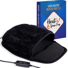 USB Heated Mouse Pad Hand Warmer 11 x 9 in 3 Heat Levels Wrist Rest Neoprene picture