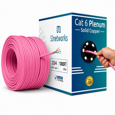 52Networks Cat6 Plenum Solid Copper UTP 1000ft Cable Easy Pull Box in 9 Colors picture