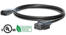 Premium 6FT IEC320 C19 To C14 Male Power Cord 15A 250V Rating 14 AWG For PDU PSU picture