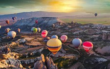 Landscape hot air balloons mountains nature Custom Gaming Mat Desk picture