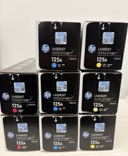 HP 125A Cyan Magenta Yellow Original Toner Cartridges 8 Pack see desc. picture