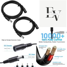 Durable 3ft 12V DC Power Extension Cables, Pure Copper, Water & Heat Resistant picture